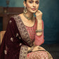 Anaita Peach Premium Embroidered with servos waki diamond Vichitra Silk Stitched Salwar Suit