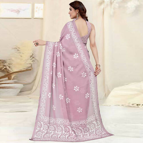 Women's Partywear Designer Pink Chinon Shiffon Fancy Saree - Dyuti | Swadesiicart