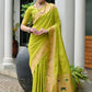 Vishnu Weaves Women's Mahendi Paithani Silk Zari Woven Saree with Blouse - Swadesiicart