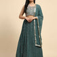 Green Georgette Embroidered Lehenga choli with Dupatta - Dhara | Swadesiicart