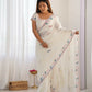 Vamsee Taniya White Silky Crush Saree - Swadesiicart