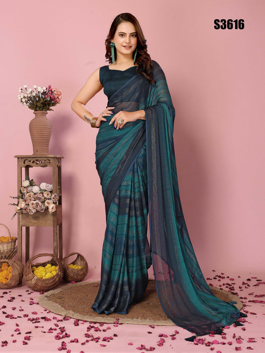 Attractive These Party Wear Ready To Wear Saree - Blue | Swadesiicart