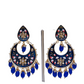 Royal Blue Gold-Polished Brass & Pearl Dangle Women Earrings| Hand Painted Meenakari Chandbali Traditional Ethnic Wear Earrings By House of Ree - Swadesiicart