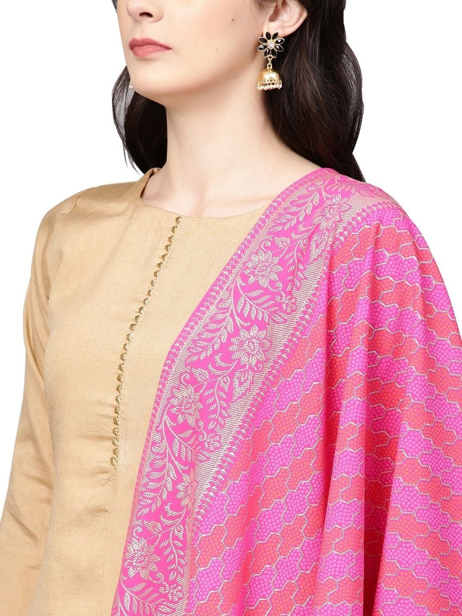 Ahalyaa Women's Faux Silk Kurta Pant Set with Traditional Bandhini Print Dupatta | Swadesiicart