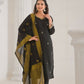 Ethnic Festive Wear Viscose Chanderi Black Stitched Suit With Dupatta - Tanisha | Swadesiicart