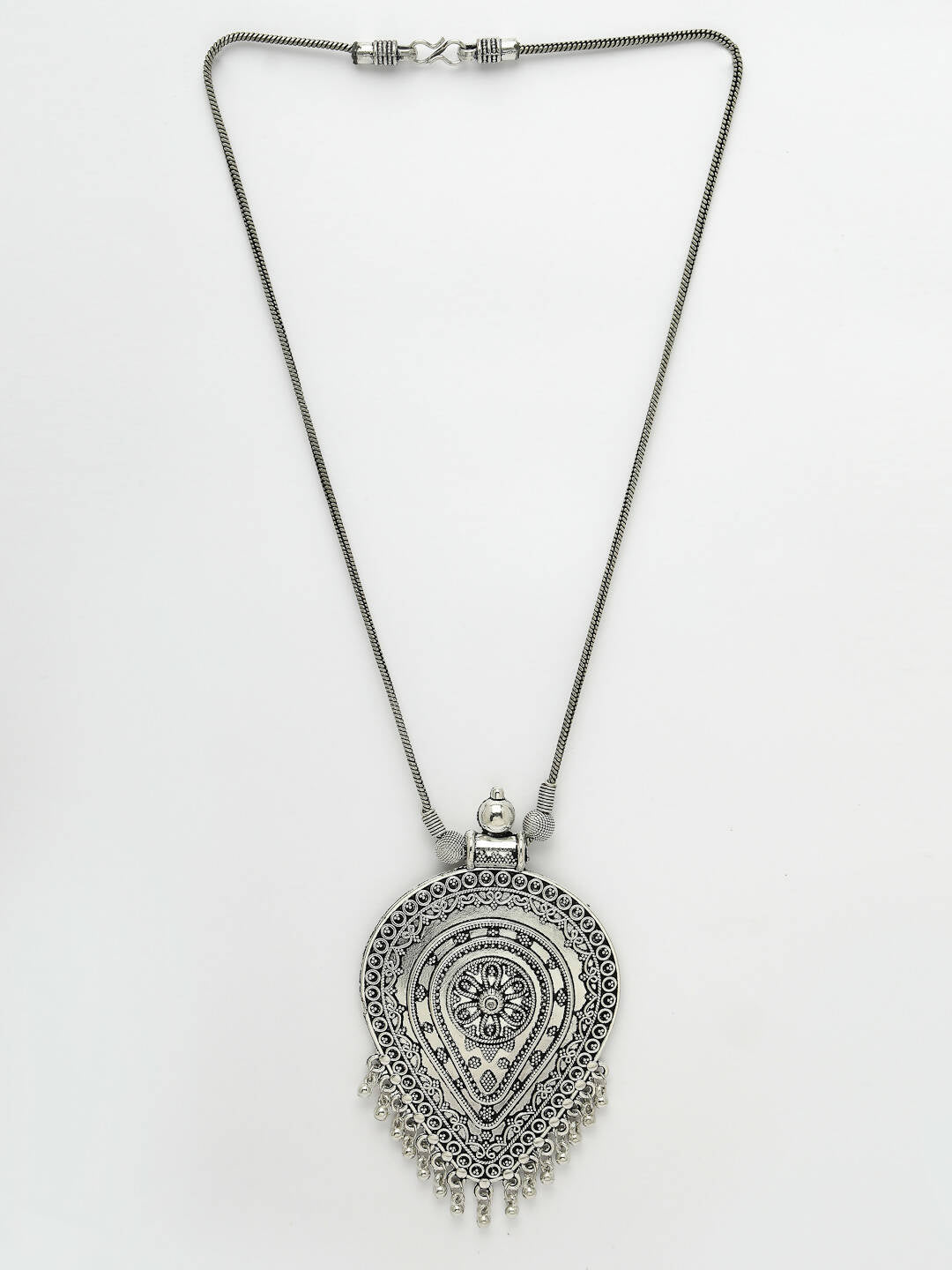 NVR Women's Elegant Silver Oxidised Brass Necklace | Swadesiicart