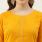 FIORRA Women's Yellow Poly Crepe Straight Kurta Pant With Dupatta - Swadesiicart
