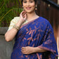 Beatitude Blue Cotton Floral Jamdani Saree