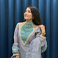 Anaita Blue Roman Shimmer Readymade Kurti Set with Designer Handwork