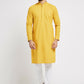 Ethnic India Yellow Men's Kurta Ethnic Motifs Cotton | Swadesiicart
