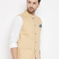 Even Apparels Beige Polyester Men's Nehru Jacket-Contrast Lining-Inbuilt Pocket Square | Swadesiicart