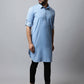 Even Apparels sky Blue Color Pure Cotton Solid Men's Kurta With Shirt Collar (MMS503) | Swadesiicart