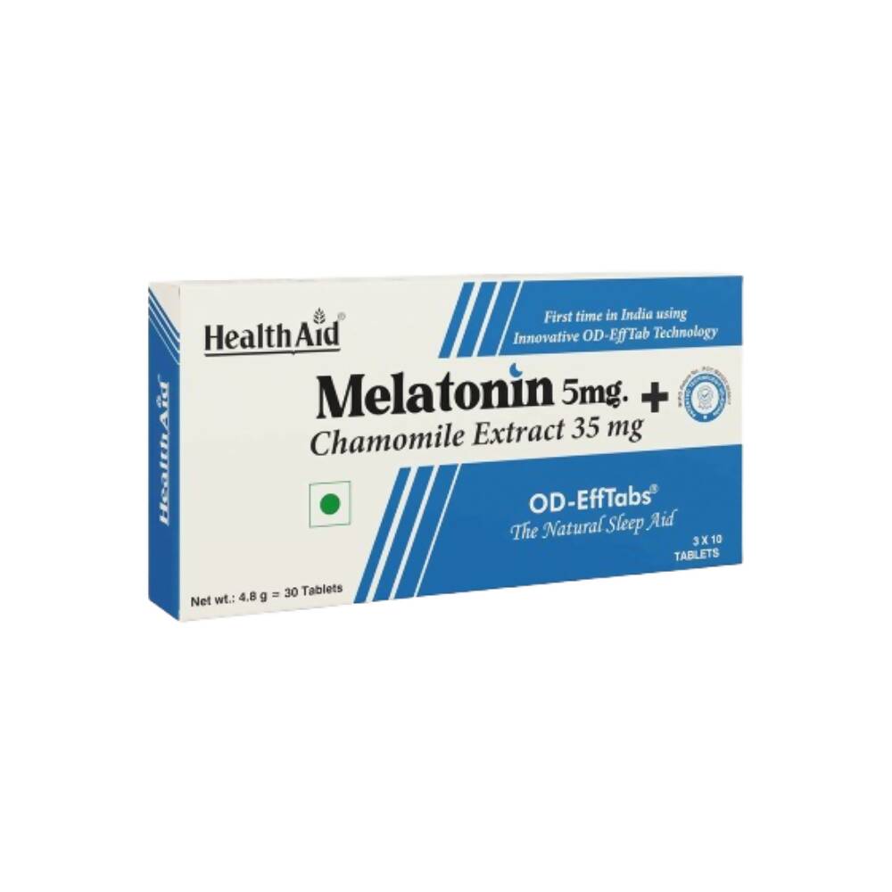 HealthAid Melatonin 5 mg + Chamomile Extract 35 mg OD Effervescent Tablets - HealthAid