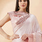 Pink Lycra Frill Details, Hand Embroidered Brooch Saree - Norita Hit Design - Swadesiicart
