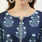 FIORRA Women's Blue Pure Cotton Straight Kurta Set - Swadesiicart
