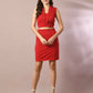 Myshka Women's Red Solid Shawl Neck Party Top With Skirt Co-ord set - Swadesiicart