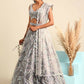 House of Panchhi Grey Organza Sequins & Zarkan embroidery Lehenga choli & Dupatta | Swadesiicart