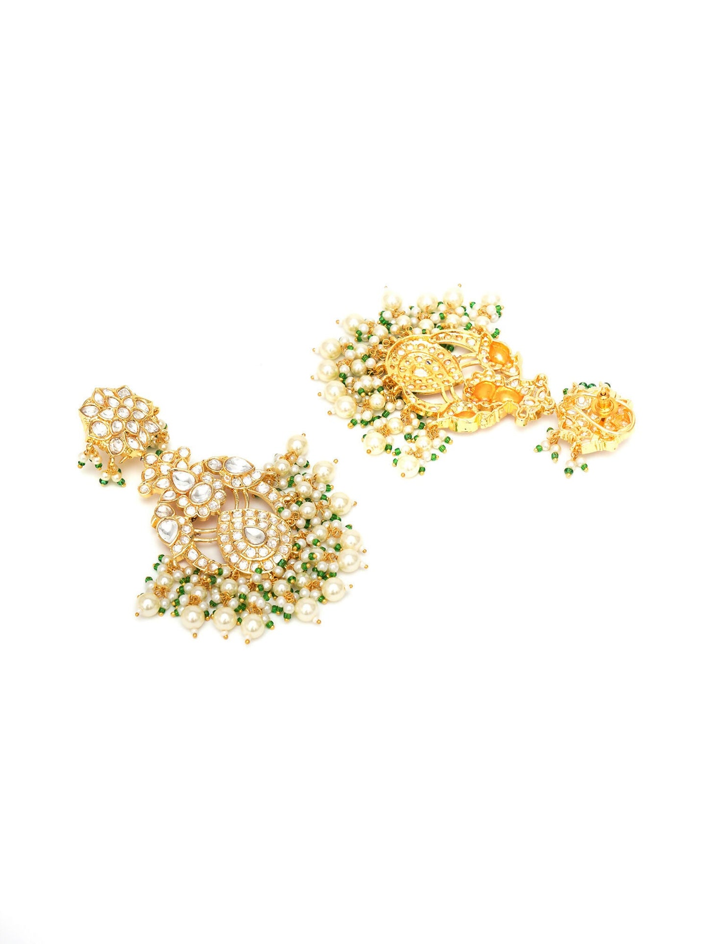 Kundan Chand Earrings (Gold) - Ruby Raang - Swadesiicart