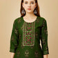 Jyoti Fashion Women's Green Viscose Rayon Embroidered Kurta Pant Set | Swadesiicart