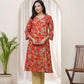 Vaasva Women Red Cotton Angrakha Kurta With Pant | Swadesiicart