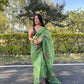 Vamsee Vidhi 1 Green Organza Saree - Swadesiicart