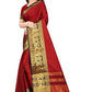 Vamika Banarasi Cotton Silk Weaving Red Saree (DOCTOR MOR RED) | Swadesiicart
