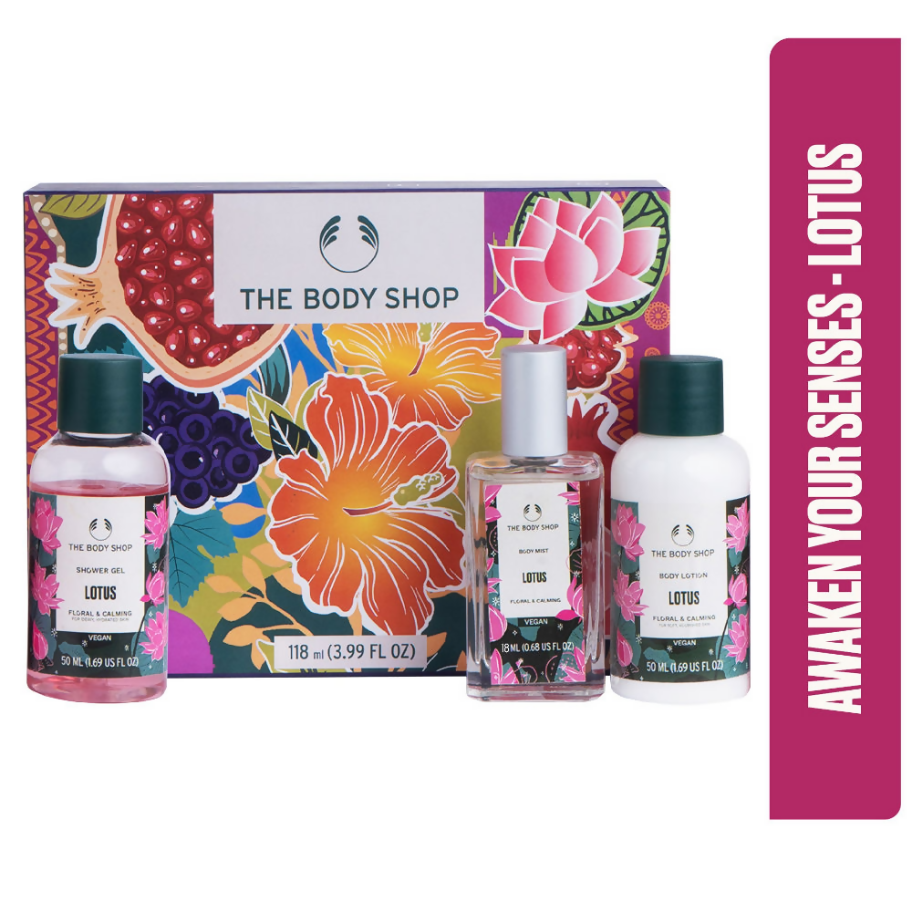 The Body Shop Lotus Shower Gel Body Lotion & Body Mist Gift Set - Swadesiicart