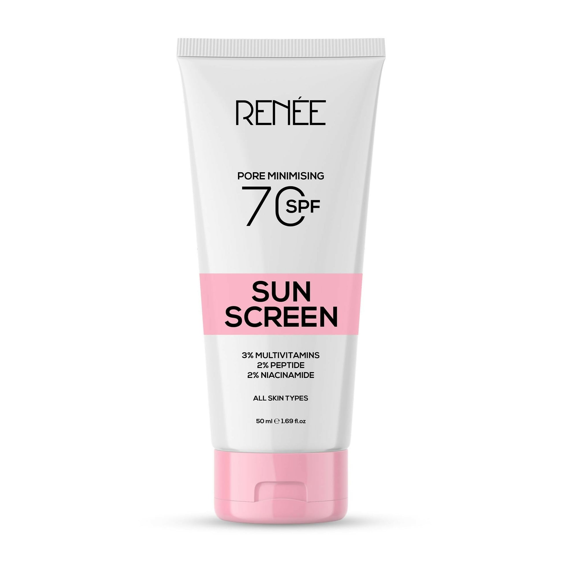 Renee Pore Minimizing Sunscreen SPF 70 With 2% Niacinamide, 2% Peptide & 3% Multivitamins - Swadesiicart
