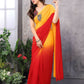 Partywear Designer Yellow & Red Georgette Fancy Saree - Satrangi | Swadesiicart