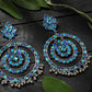 Mominos Fashion Johar Kamal Women's Blue Kundan Circles Earrings - Swadesiicart