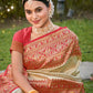 Astita Banarasi Silk White Saree | Swadesiicart