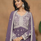 Anaita Lavender Embroidered Faux Georgette Sharara Suit