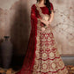 Jyoti Fashion Mesmerizing Red Sequins Embroidered Velvet Lehenga Choli with Dupatta | Swadesiicart