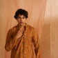 Brownish Yellow Modal Silk Designer Printed Men's Kurta Set - Mahotsav