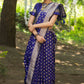 Vishnu Weaves Women's Royal Blue Banarasi Silk Zari Woven Saree with Unstitched Blouse - Swadesiicart