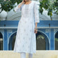 Juniper Women's White Rayon Placement Printed Straight Kurta | Swadesiicart