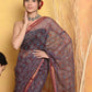 Very Much Indian Pure Kota Cotton Handblock Printed Saree - Grey | Swadesiicart