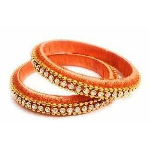 Orange Color with White Stones - Set of 2 Bangles
