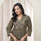 Vaasva Blue Ajrakh Cotton Printed Gathered Kurti With Pant | Swadesiicart