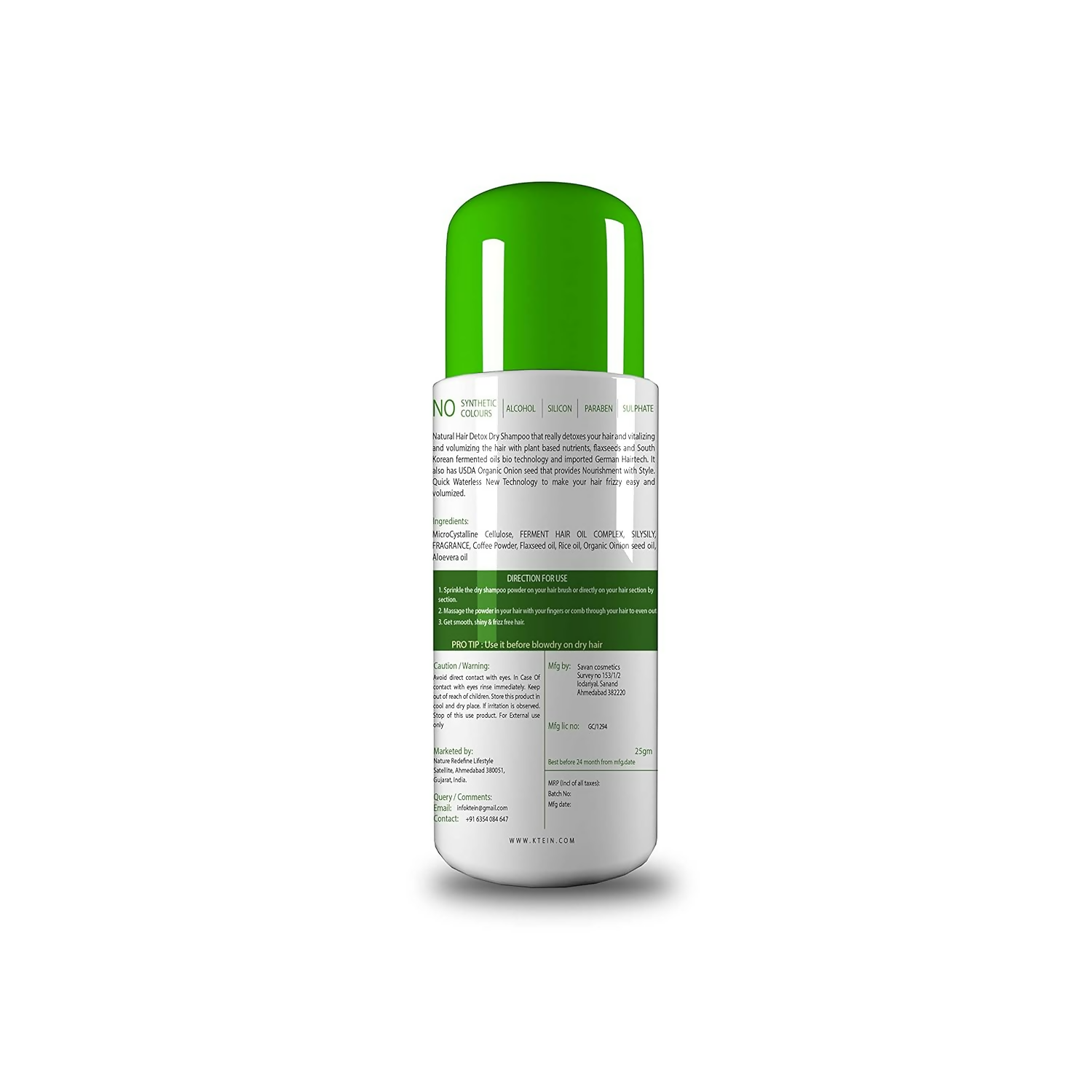 Ktein Natural Detox Dry Shampoo - Swadesiicart