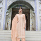 Jyoti Fashion Women's Peach Faux Georgette Heavy Embroidery and Moti Work Kurta Set | Swadesiicart