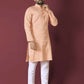 Anaita Orange Solid Soft Jacquard Silk Straight Kurta
