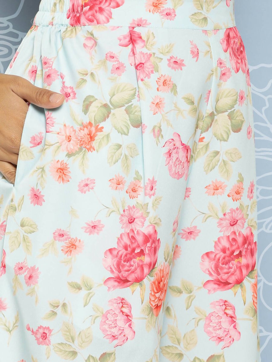 Ahalyaa Women's Traditional wear Co-ords - Blue - Swadesiicart