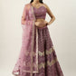 House of Panchhi Lavender - Net Embroidered Lehenga with Zig-Zag Pattern | Swadesiicart
