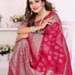 Aastha Fashion Magenta Georgette Silk Leheriya With Elegant Zari Weaving Saree