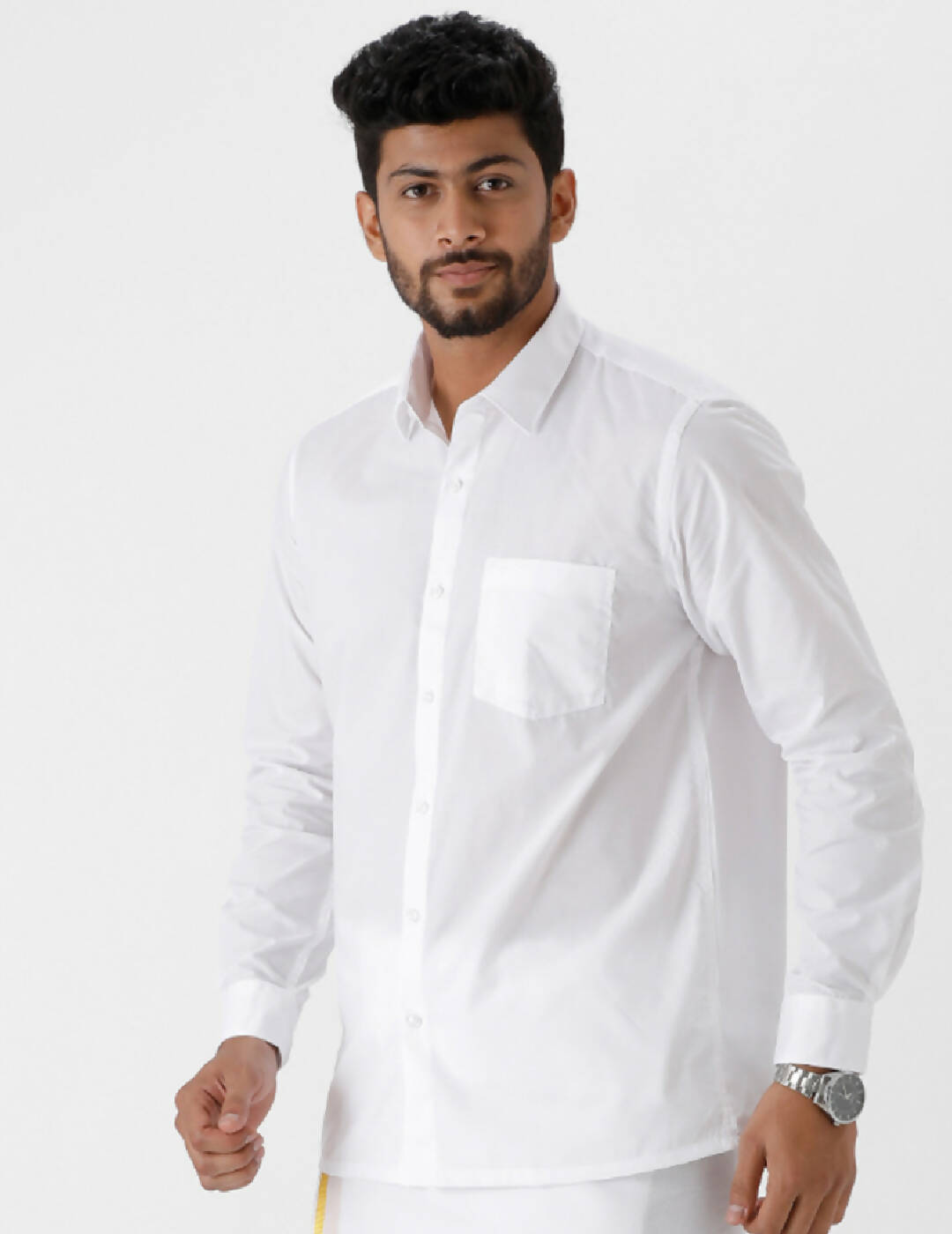 Ramraj Cotton Mens Luxury Cotton Full Sleeve White Shirt | Swadesiicart