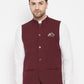 Even Apparels Maroon Merino Men's Nehru Jacket-Contrast Lining-Inbuilt Pocket Square | Swadesiicart