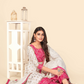 NOZ2TOZ Women's Pink & White Anarkali Kurta & Pant With Dupatta Set (3pcs Set) - Swadesiicart