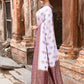 Joban Fashion Light Purple Crepe Chiffon Pure Handloom Banarasi Silk Saree | Swadesiicart