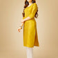 Jyoti Fashion Women's Yellow Cotton Blend Embroidered Kurta Pant Set | Swadesiicart